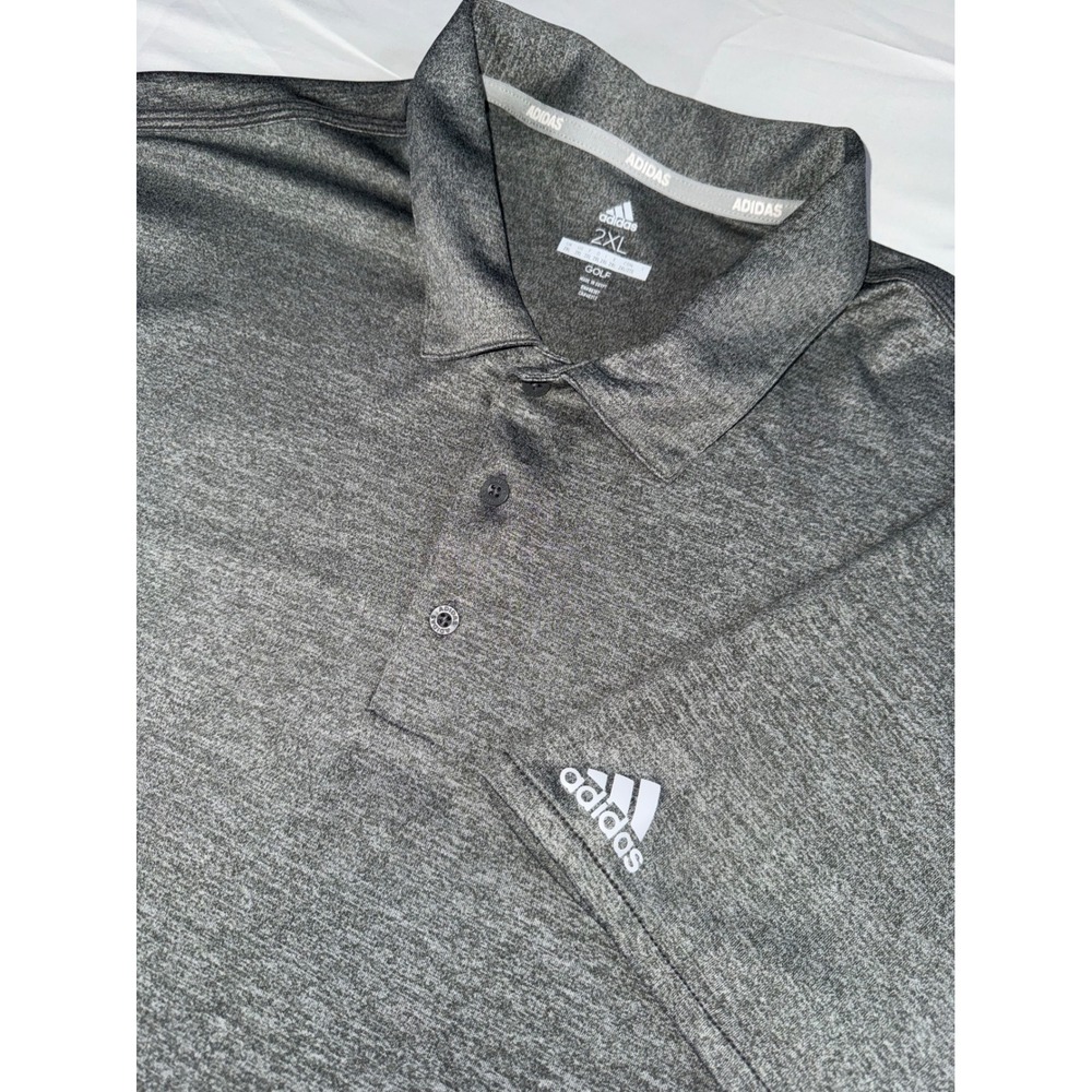 Adidas Golf Mens 2XL Charcoal Gray Heather Performance Polo Shirt Short Sleeve